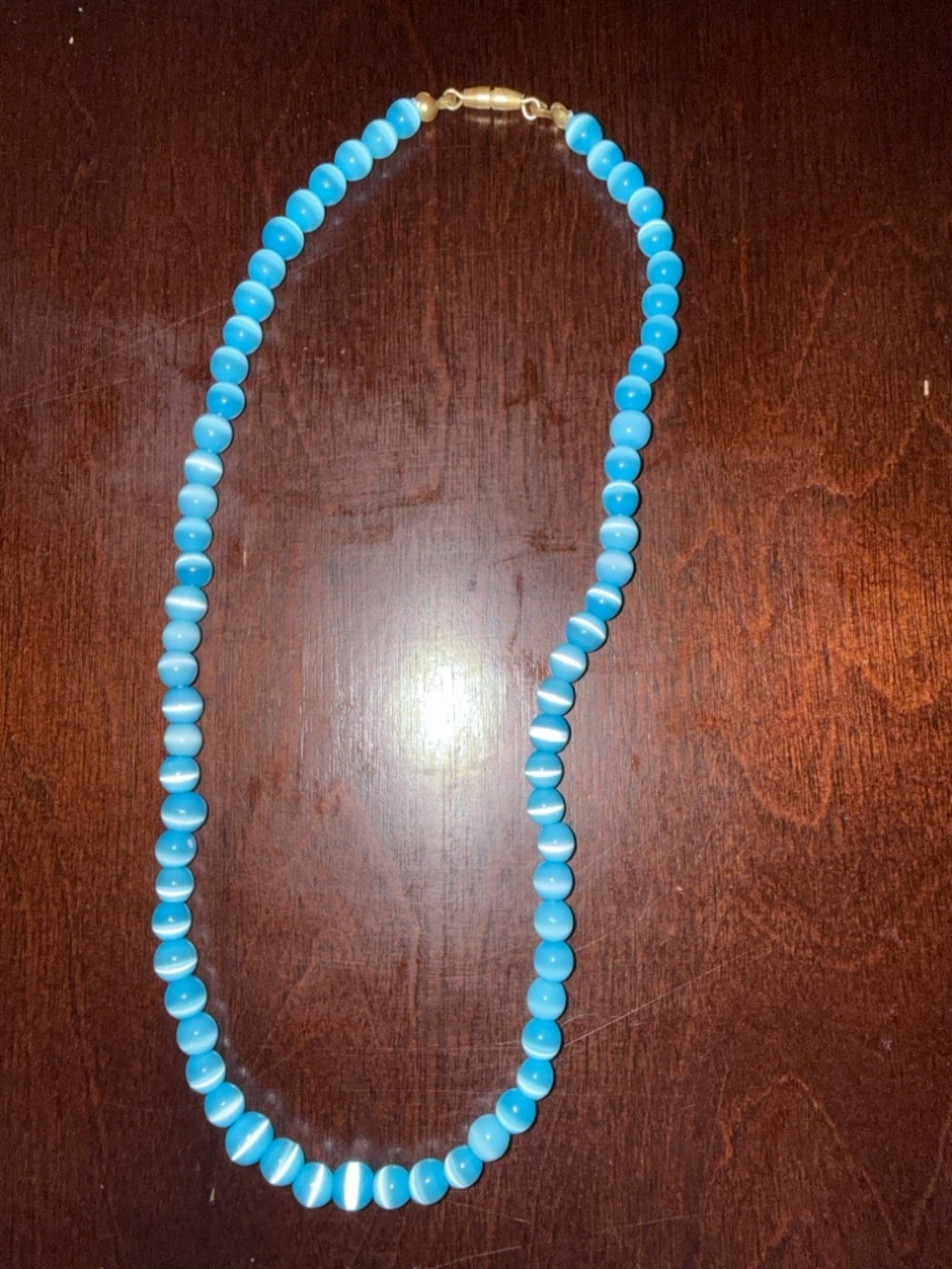 Blue Beaded Necklace with Gold Clasp for kids